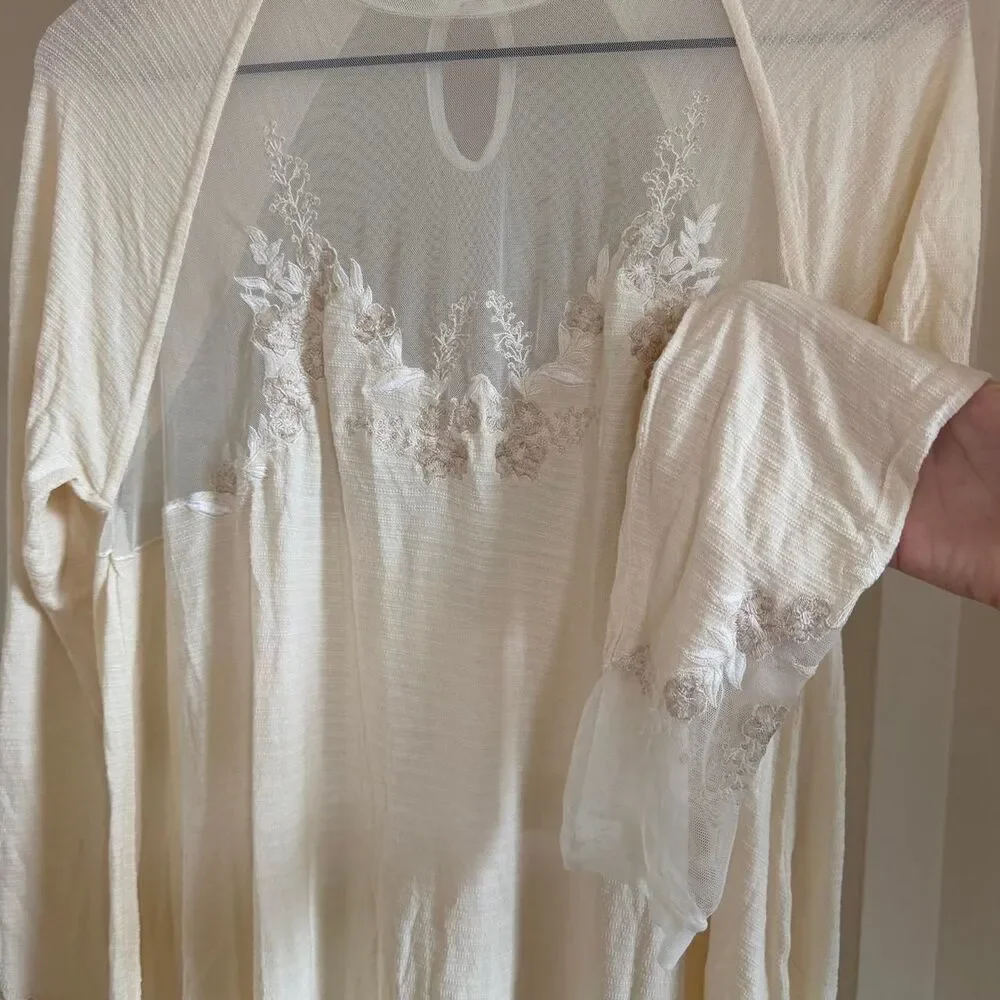Free People Saheli Tunic Top Layering Piece in Ecru Large NWT